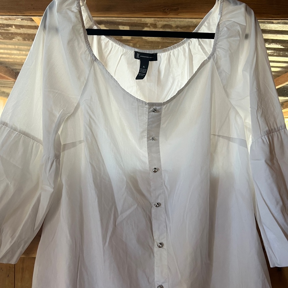 INC International Concepts White Puff Sleeve Blouse